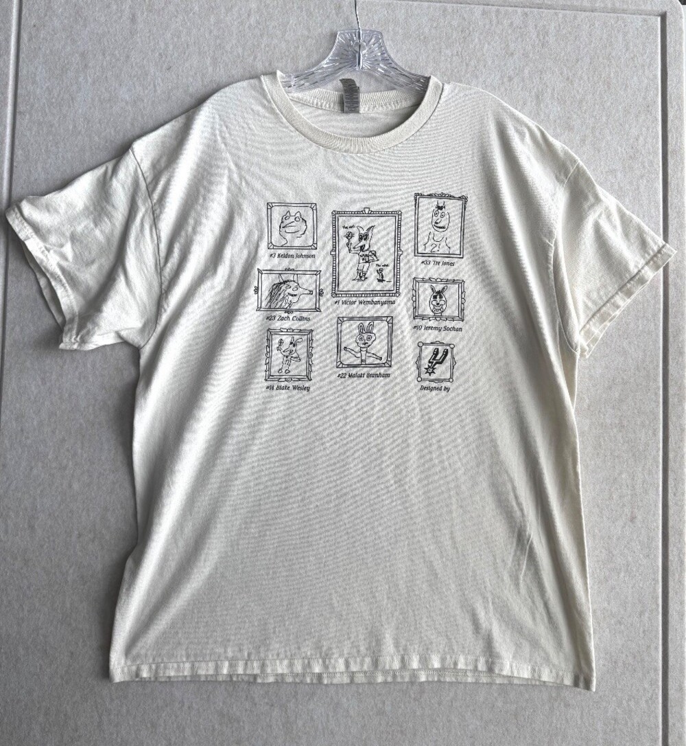 San Antonio Spurs Wembanyama Coyote Drawing T Shirt XL Fan Appreciation 2024